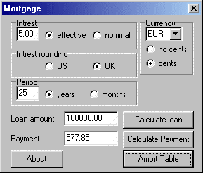 Mortgage Main Screen